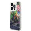 Guess iPhone 14 Pro Flower Liquid Glitter (GUHCP14LLFLSB) hátlap, tok, színes