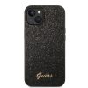 Guess iPhone 14 Glitter Flakes Metal Logo (GUHCP14SHGGSHK) hátlap, tok, fekete