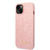 Guess iPhone 14 Glitter Flakes Metal Logo (GUHCP14SHGGSHP) hátlap, tok, rózsaszín