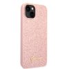 Guess iPhone 14 Glitter Flakes Metal Logo (GUHCP14SHGGSHP) hátlap, tok, rózsaszín