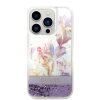 Guess iPhone 14 Pro Max Flower Liquid Glitter (GUHCP14XLFLSU) hátlap, tok, lila