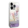 Guess iPhone 14 Pro Max Flower Liquid Glitter (GUHCP14XLFLSU) hátlap, tok, lila