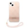 Guess iPhone 14 Plus 4G Print Strap (GUOHCP14MH4STP) hátlap, tok, rózsaszín