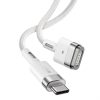 Baseus Zinc CATXC-V0274399 MacBook MagSafe 2/USB-C mágneses töltőkábel, 60W, 2m, fehér