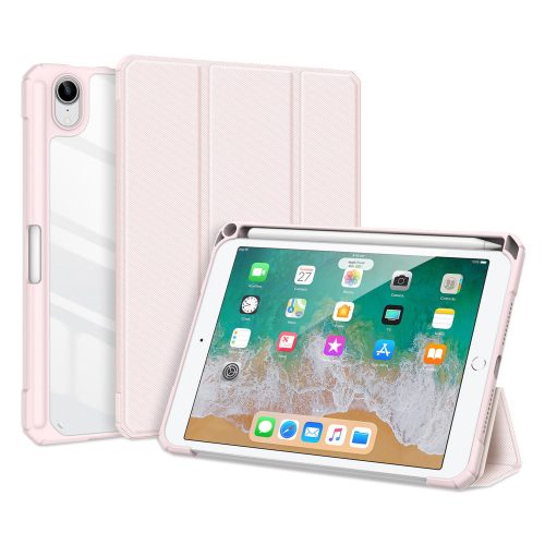 Dux Ducis Toby Series iPad Mini 6 (2021) ütésálló, oldalra nyíló smart tok, érintőceruza tartóval, rózsaszín