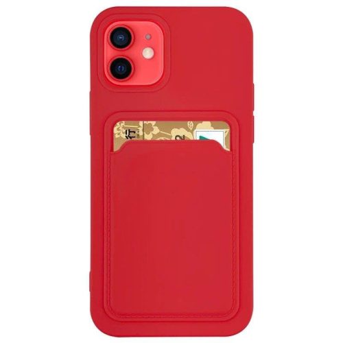 Card Case Silicone Samsung Galaxy A52 4G/A52 5G/A52s 5G hátlap, tok, piros