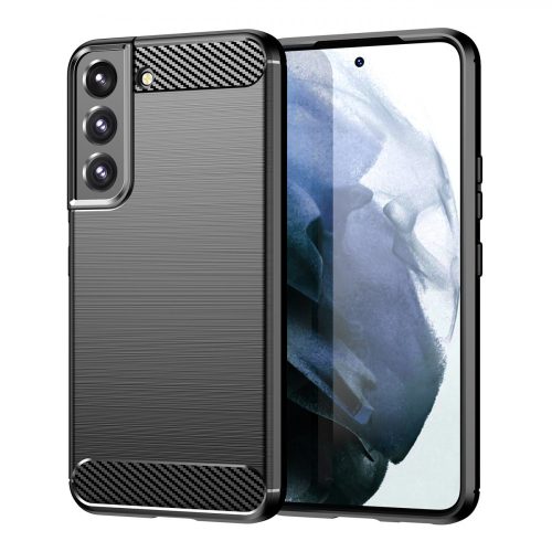 Carbon Case Flexible Samsung Galaxy S22 hátlap, tok, fekete