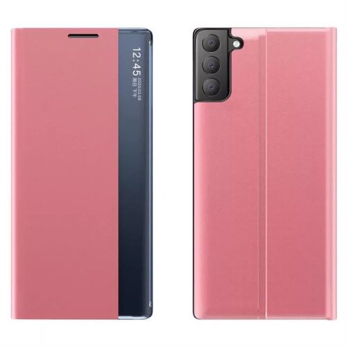 New Sleep Case Samsung Galaxy S21 FE oldalra nyíló tok, rózsaszín