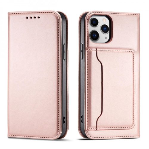 Magnet Card Case Samsung Galaxy S22 Ultra oldalra nyíló tok, rózsaszín