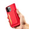Magnet Card Case Samsung Galaxy S22 Ultra oldalra nyíló tok, piros
