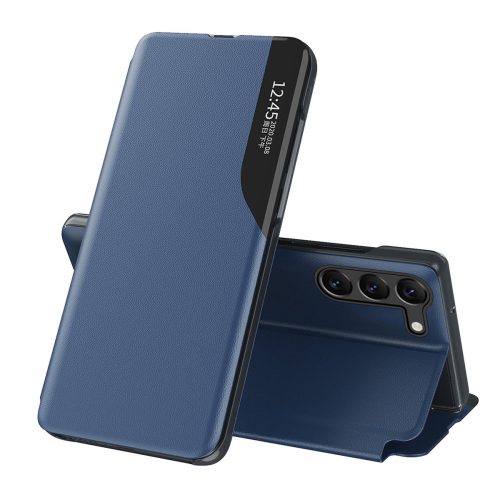 Eco Leather View Case Samsung Galaxy S23 Ultra oldalra nyíló tok sötétkék