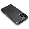 iCarer Leather Oil Wax iPhone 12/12 Pro eredeti bőr, hátlap, tok, fekete