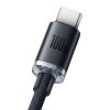 Baseus Crystal Shine CAJY000401 USB/USB-C adat és töltőkábel kijelzővel, gyorstöltő, 100W, 1.2cm, fekete