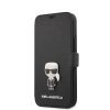 Karl Lagerfeld iPhone 12 Mini 5,4" Saffiano Ikonik Metal (KLFLBKP12SIKMSBK) oldalra nyíló tok, fekete