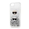 Karl Lagerfeld iPhone 7/8/SE (2020) Karl and Choupette Glitter (KLHCI8KCGLSL) hátlap, tok, ezüst