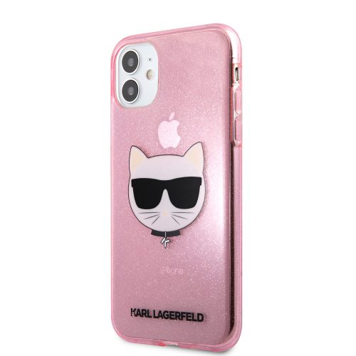 Karl Lagerfeld iPhone 11 Choupette Head Glitter (KLHCN61CHTUGLP) hátlap, tok, rózsaszín