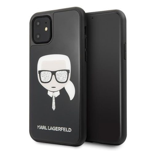 Karl Lagerfeld iPhone 11 Layers Glitter Iconic (KLHCN61DLHBK) hátlap, tok, fekete