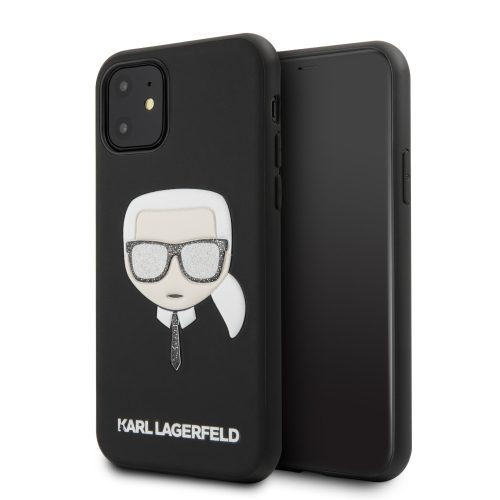 Karl Lagerfeld iPhone 11 Layers Glitter Iconic (KLHCN61GLBK) hátlap, tok, fekete