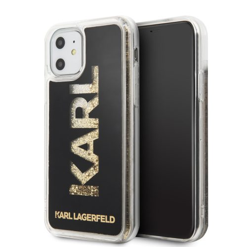 Karl Lagerfeld iPhone 11 Karl Logo Glitter (KLHCN61KAGBK) hátlap, tok, fekete