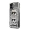 Karl Lagerfeld iPhone 11 Karl and Choupette Glitter (KLHCN61KCGLSL) hátlap, tok, ezüst
