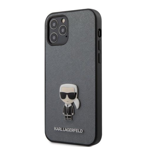 Karl Lagerfeld iPhone 12 Pro Max Saffiano Iconik (KLHCP12LIKMSSL) hátlap, tok, ezüst