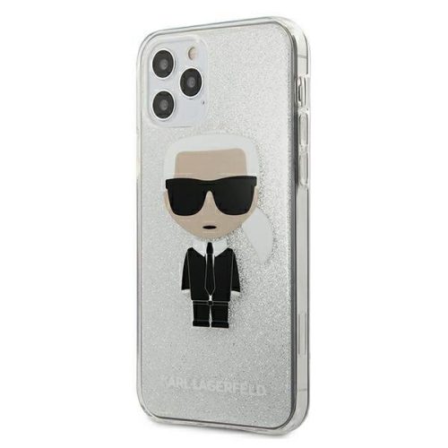 Karl Lagerfeld iPhone 12 Pro Max Glitter Ikonik Full Body (KLHCP12LPCUTRIKSL) hátlap, tok, ezüst
