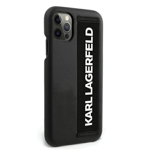 Karl Lagerfeld iPhone 12 Pro Max Hand Strap (KLHCP12LSTKLBK) hátlap, tok, fekete