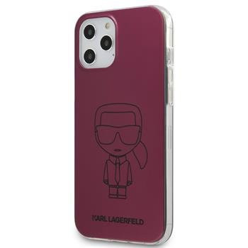 Karl Lagerfeld iPhone 12/12 Pro Metallic Ikonik Outline (KLHCP12MPCUMIKPI) hátlap, tok, rózsaszín