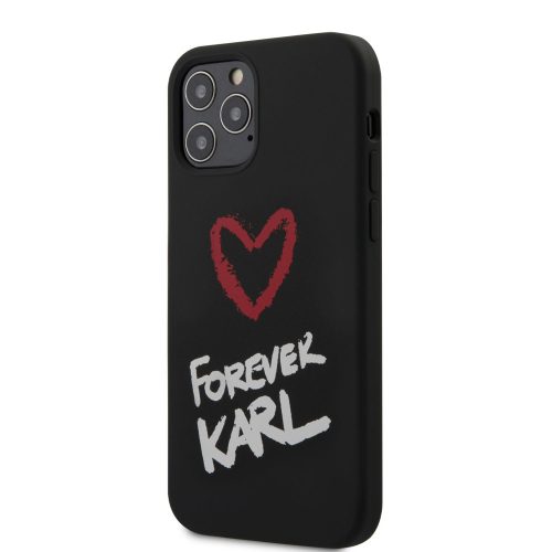 Karl Lagerfeld iPhone 12/12 Pro Silicone Forever (KLHCP12MSILKRBK) hátlap, tok, fekete