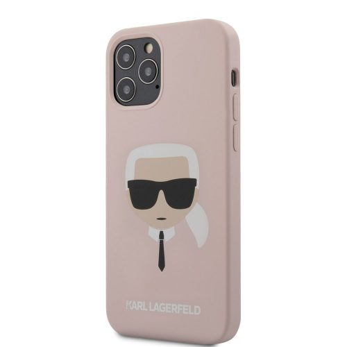 Karl Lagerfeld iPhone 12/12 Pro Silicone Karl Head (KLHCP12MSLKHLP) hátlap, tok, rózsaszín