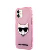Karl Lagerfeld iPhone 12 Mini Choupette Head Glitter (KLHCP12SCHTUGLP) hátlap, tok, rózsaszín