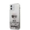 Karl Lagerfeld iPhone 12 Mini Liquid Glitter Iconic (KLHCP12SGLIKSL) hátlap, tok, ezüst