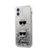 Karl Lagerfeld iPhone 12 Mini Liquid Glitter Iconic (KLHCP12SKCGLSL) hátlap, tok, ezüst