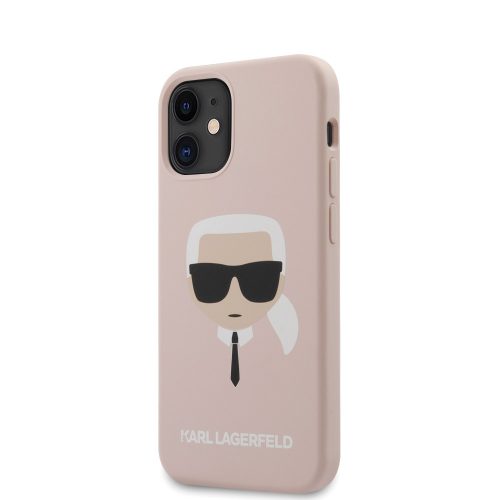 Karl Lagerfeld iPhone 12 Mini Silicone Karl Head (KLHCP12SSLKHLP) hátlap, tok, rózsaszín