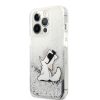 Karl Lagerfeld iPhone 13 Pro Liquid Glitter Choupette Fun (KLHCP13LGCFS) hátlap, tok, ezüst