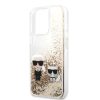 Karl Lagerfeld iPhone 13 Pro Liquid Glitter Karl & Choupette (KLHCP13LGKCD) hátlap, tok, arany