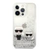 Karl Lagerfeld iPhone 13 Pro Liquid Glitter Karl & Choupette (KLHCP13LGKCS) hátlap, tok, ezüst
