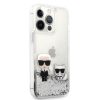 Karl Lagerfeld iPhone 13 Pro Liquid Glitter Karl & Choupette (KLHCP13LGKCS) hátlap, tok, ezüst