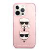 Karl Lagerfeld iPhone 13 Pro Karl & Choupette Head Glitter (KLHCP13LKCTUGLP) hátlap, tok, rózsaszín
