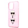 Karl Lagerfeld iPhone 13 Pro Karl & Choupette Head Glitter (KLHCP13LKCTUGLP) hátlap, tok, rózsaszín