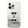 Karl Lagerfeld iPhone 13 Pro Karl and Choupette Glitter (KLHCP13LKICGLS) hátlap, tok, ezüst