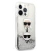 Karl Lagerfeld iPhone 13 Pro Karl and Choupette Glitter (KLHCP13LKICGLS) hátlap, tok, ezüst