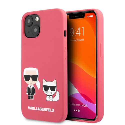 Karl Lagerfeld iPhone 13 Silicone Karl & Choupette (KLHCP13MSSKCP) hátlap, tok, pink