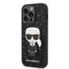 Karl Lagerfeld iPhone 14 Pro Glitter Flakes Ikonik (KLHCP14LGFKPK) hátlap, tok, fekete