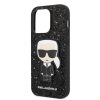 Karl Lagerfeld iPhone 14 Pro Glitter Flakes Ikonik (KLHCP14LGFKPK) hátlap, tok, fekete