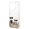 Karl Lagerfeld iPhone 14 Pro Liquid Glitter Karl and Choupette (KLHCP14LGKCD) hátlap, tok, arany