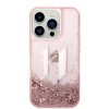 Karl Lagerfeld iPhone 14 Pro Liquid Glitter Big (KLHCP14LLBKLCP) hátlap, tok, rózsaszín