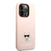 Karl Lagerfeld iPhone 14 Pro Liquid Silicone Choupette (KLHCP14LSLCTPI) hátlap, tok, rózsaszín