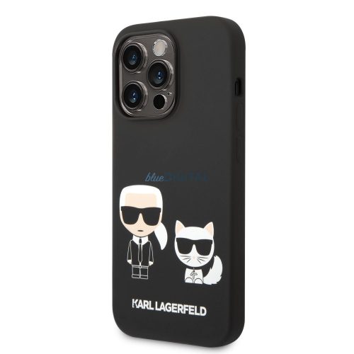 Karl Lagerfeld iPhone 14 Pro Liquid Silicone Karl and Choupette (KLHCP14LSSKCK) hátlap, tok, fekete
