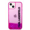 Karl Lagerfeld iPhone 14 Liquid Glitter Elong (KLHCP14SLCKVF) hátlap, tok, rózsaszín